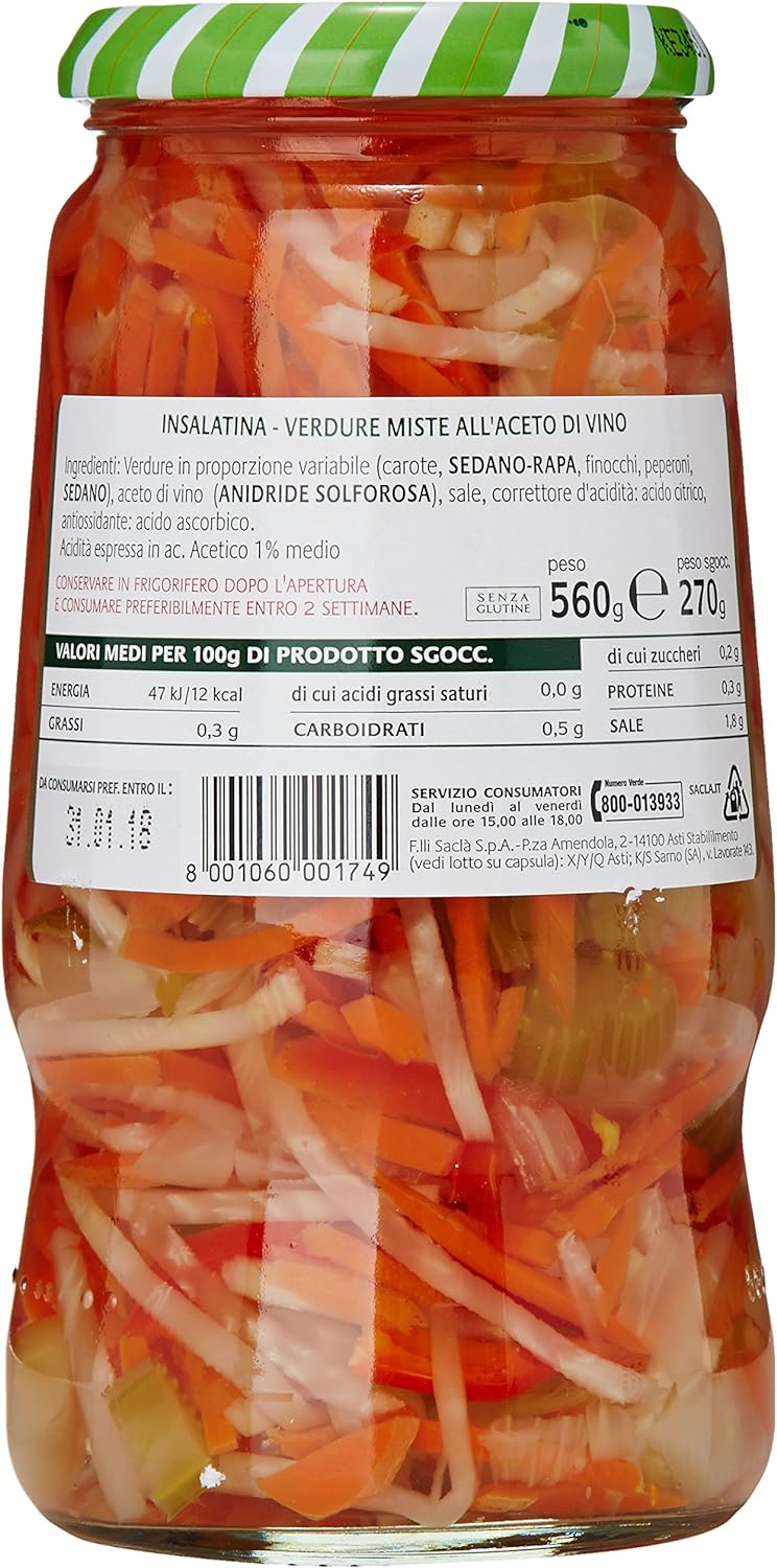 Saclà - Acetelli Insalatina, Verdure Miste All'Aceto Di Vino - 560 g