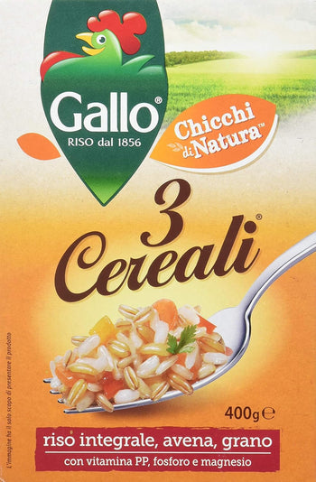 Riso Gallo 3 Cereali Riso Integrale, Avena e Grano - 400 gr