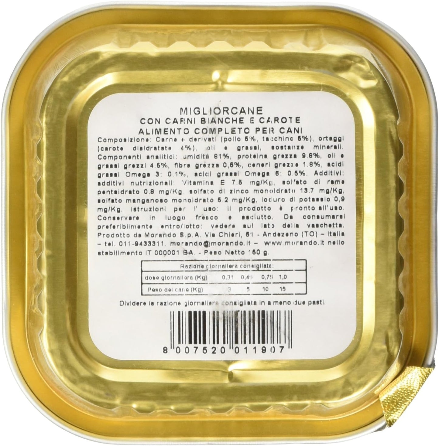 MigliorCane Vaschetta carni bianche e carote multipack 22 x 150 Grammi