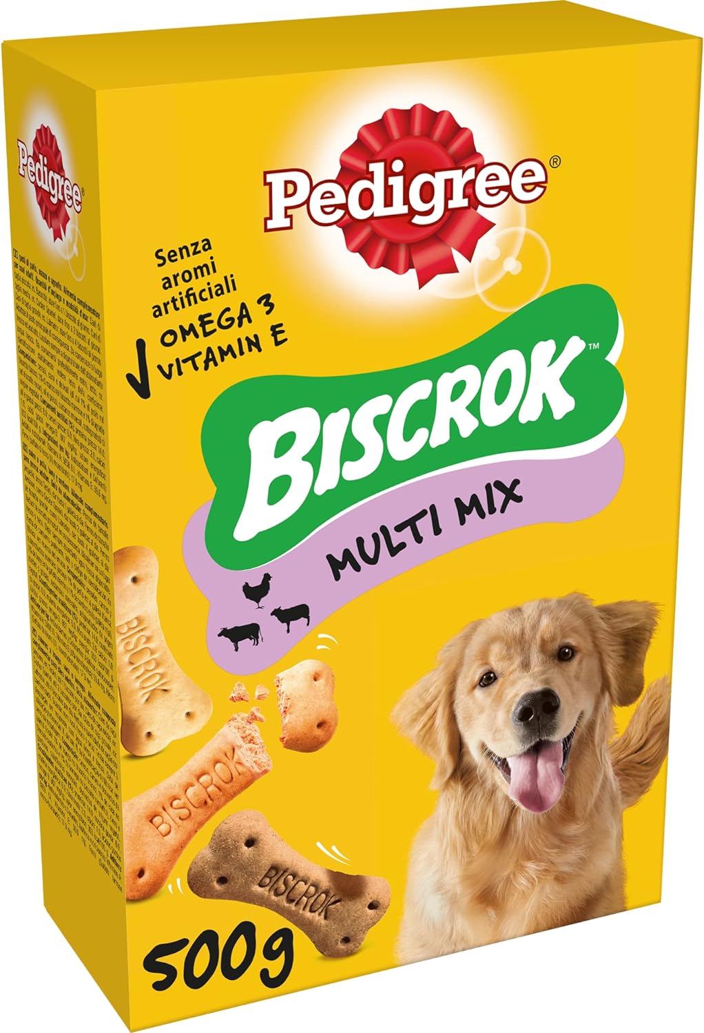 Pedigree Biscrock Orginal, Biscotti Croccanti per Cani in 3 Gustose Varietà, 500g