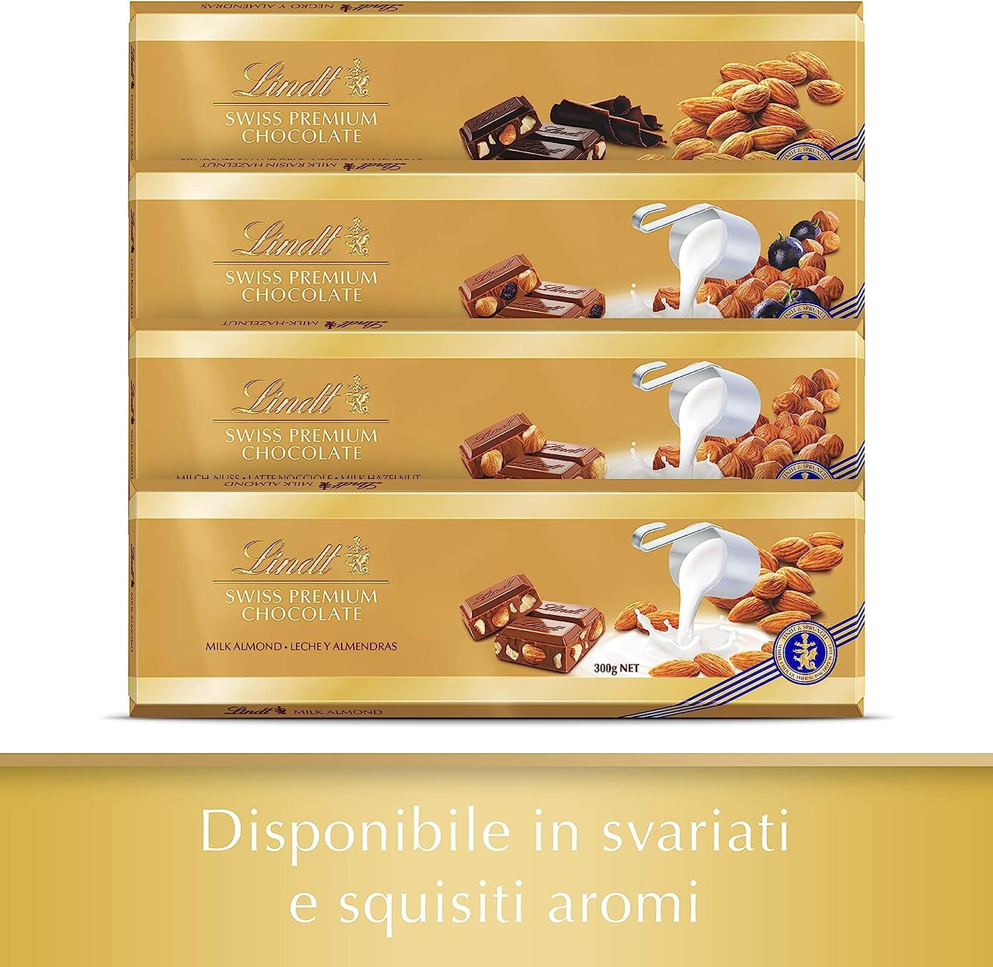 Lindt Tavoletta Gold Latte Nocciole, Tavoletta di Cioccolato, maxi formato 300g