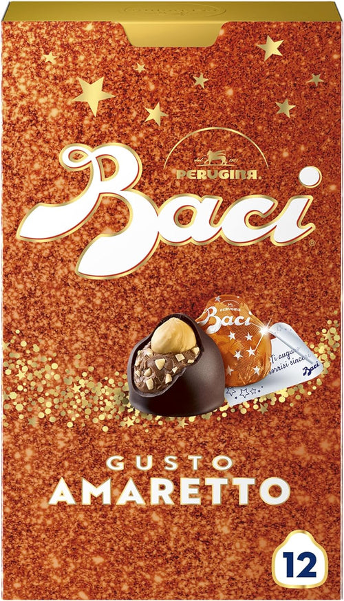 BACI PERUGINA Gusto Amaretto Cioccolatini Fondenti ripieni al Gianduia e gusto di Biscotto Amaretto, Scatola 150g