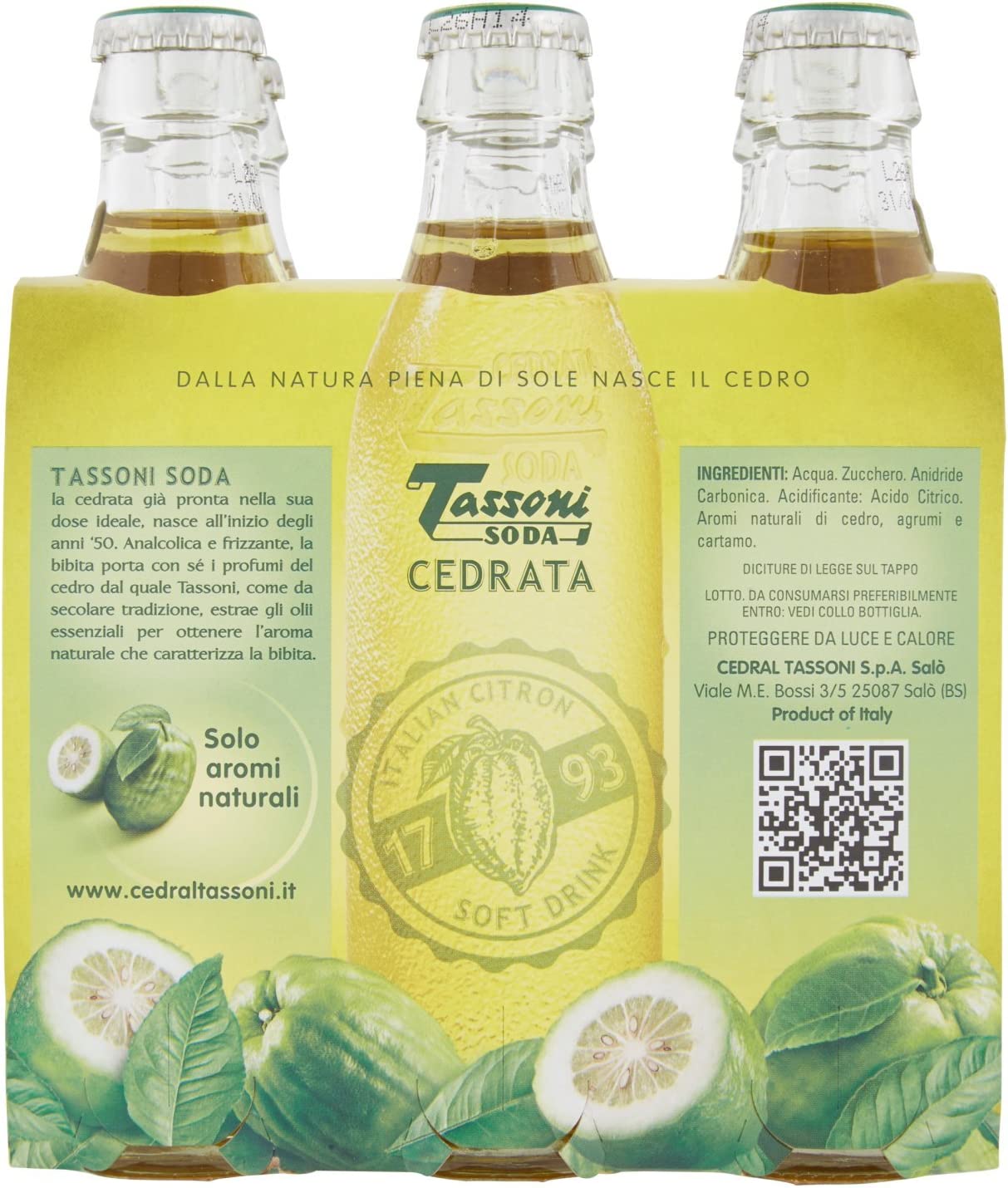 Tassoni - Cedrata Soda, 180 ml (Pacco da 6)