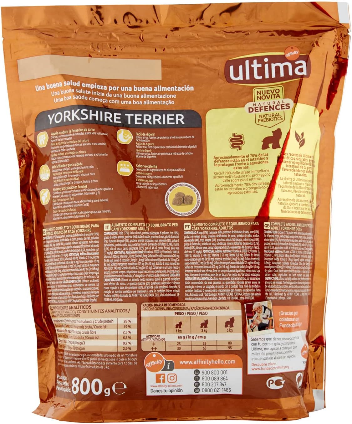 ULTIMA DOG Crocchette per Cani Yorkshire Terrier, 800g