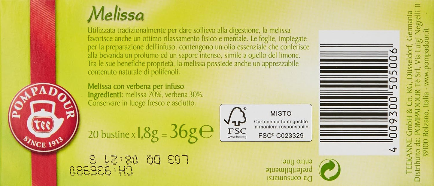 Pompadour Melissa per Infuso, 20 x 1.8g