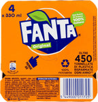 Fanta Original Gusto di Arancia – 4 Lattine da 330 ml, con Succo di Arance Italiane, Senza Aggiunta di Conservanti, Lattina 100% riciclabile, Gusto Rinfrescante, Bevanda Analcolica Frizzante