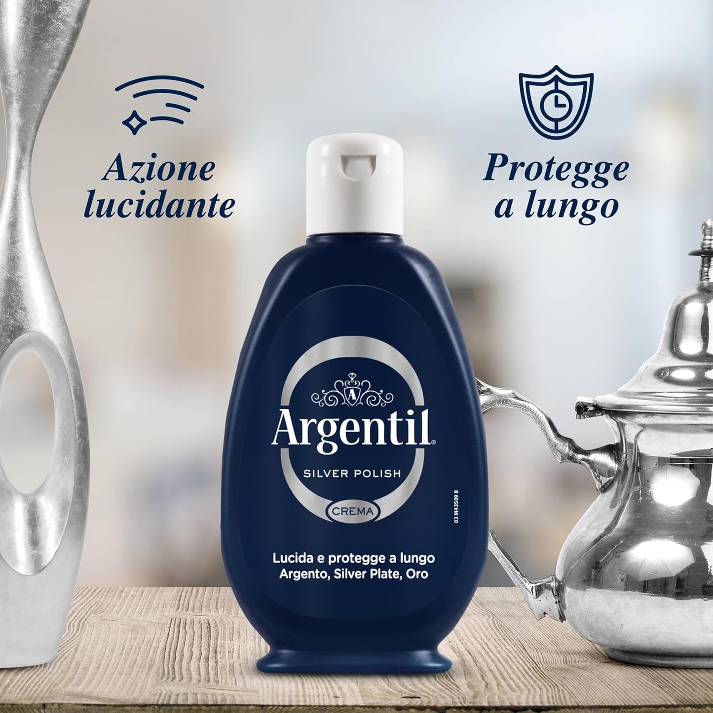 Argentil Detergente Specifico per Argento in Crema, Azione Lucidante e Antiossidante, con Barriera Protettiva, 150 ml