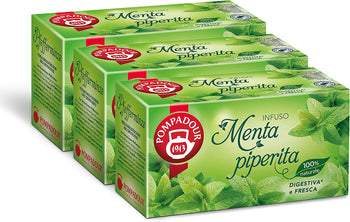 Pompadour, Infuso Menta Piperita, 60 Filtri (3 Confezioni da 20 Filtri), Digestivo e Fresco, Certificato RFA, 100% Naturale, Senza Lattosio, Glutine e Allergeni, Vegan