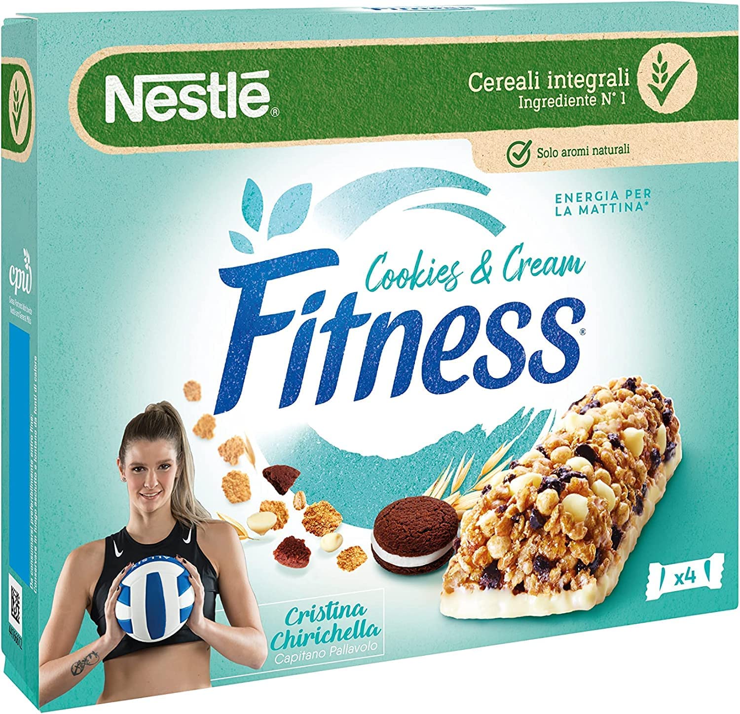 Nestle - Fitness Barrette Cookies and Cream al Cioccolato e Crema - Barretta con Frumento e Avena Integrale 94 g