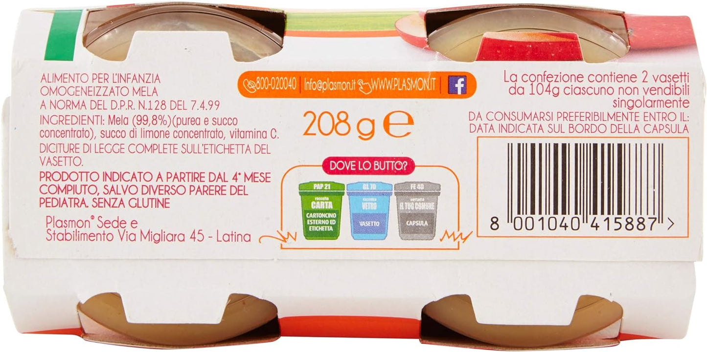 Plasmon Omogeneizzato Mela 24x104g