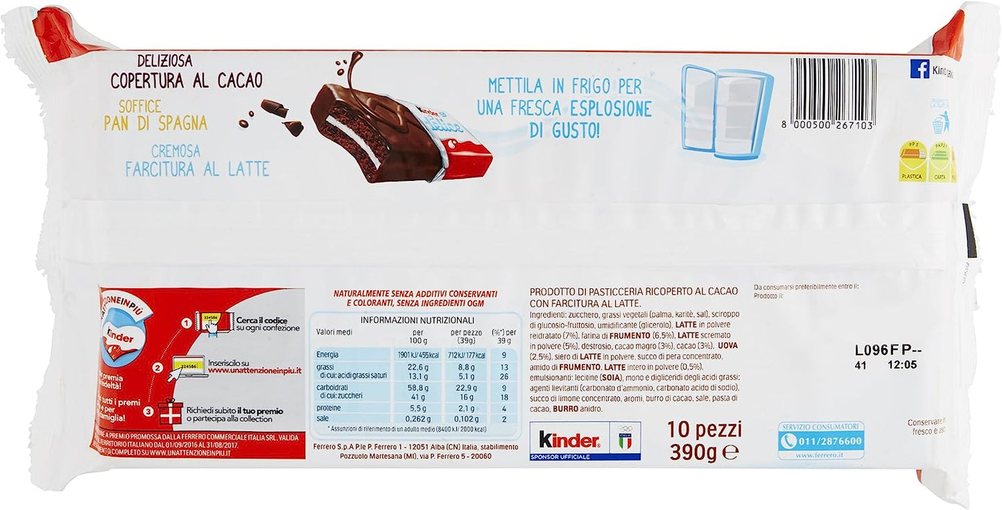 Kinder Kinder Delice Cacao 10 Pezzi, 390g