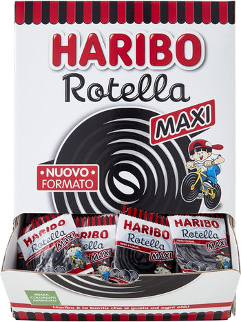 Haribo Maxi Rotella, Caramelle Gommose Incartate Singolarmente, Gusto Liquirizia, Ideali Per Feste - 200 Pezzi Da 13gr [2600gr]