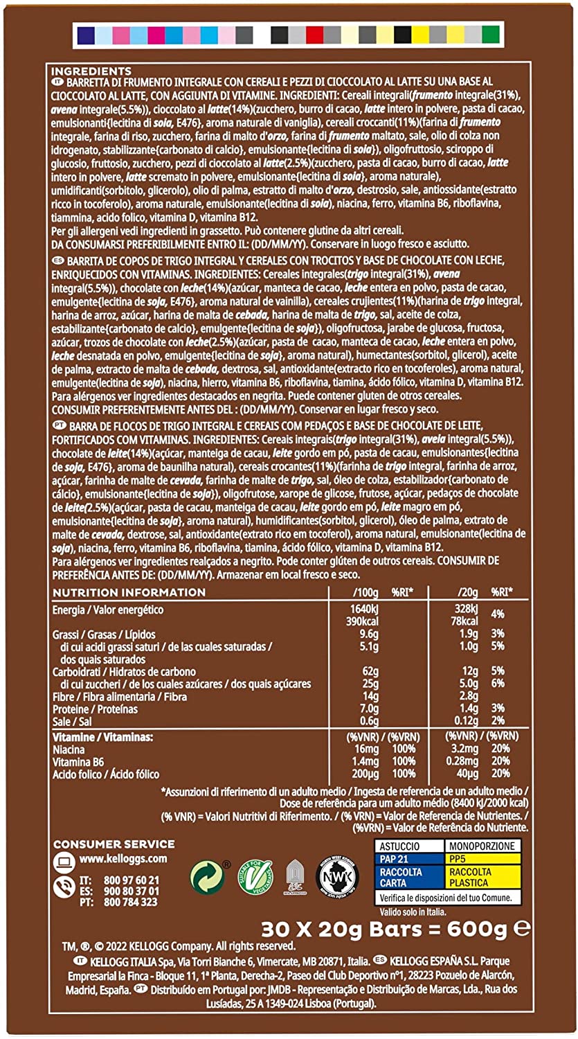 Kellogg's Display Barrette Special K Cioccolato al Latte - Confezione da 30 x 20 gr