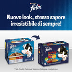 Purina Felix Le Ghiottonerie Cibo Umido per Gatti Junior con Manzo e Pollo, 48 buste da 85g