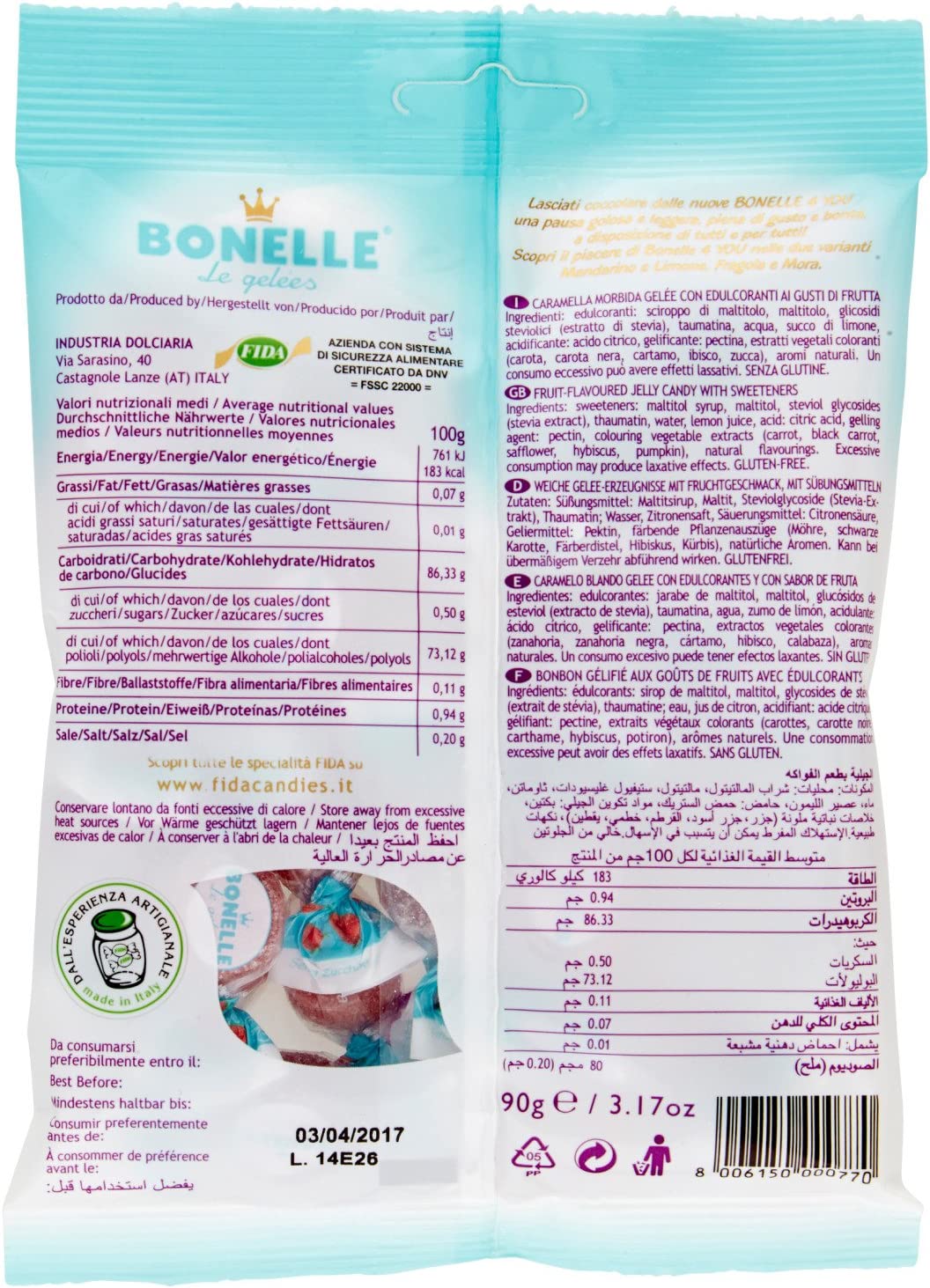 Le Bonelle Busta 4You Fragola/Mora, 90 gr - [confezione da 6]