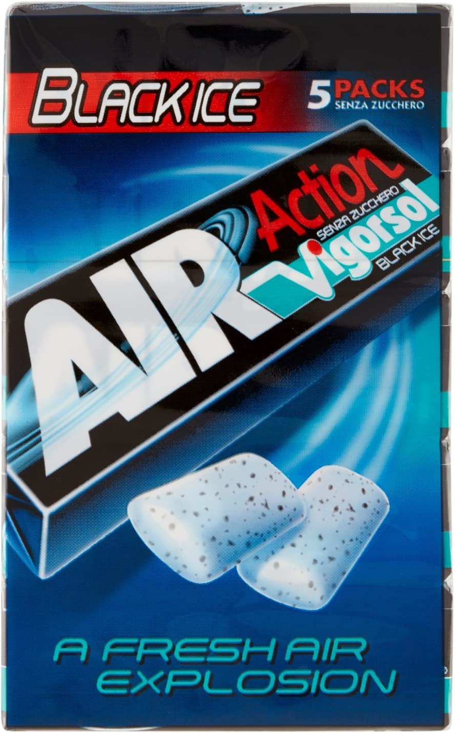 Vigorsol Air Action Black Ice, Gomma da Masticare, Liquirizia, 4 confezioni da 5 stick [20 stick]