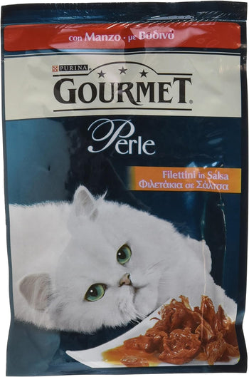 Gourmet, Filettini in Salsa con Manzo Alimento per Gatti Adulti - 85 g