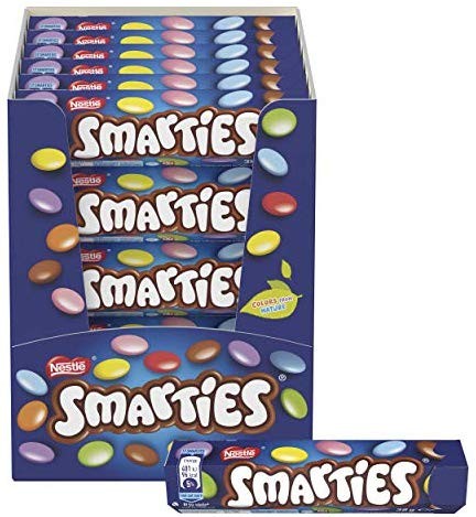 Nestlé Smarties Confetti Ripieni di Cioccolato al Latte -Cartone con 36 Tubi da 38 g