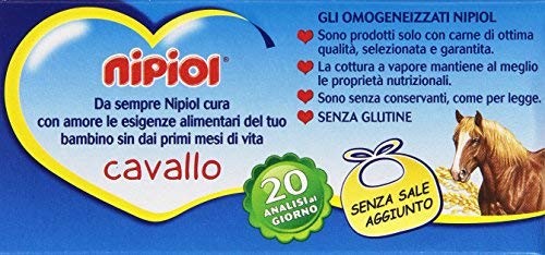 Nipiol - Omogeneizzato, Cavallo e 3% di cereale per una ricetta cremosa, da 4 mesi - 160 g