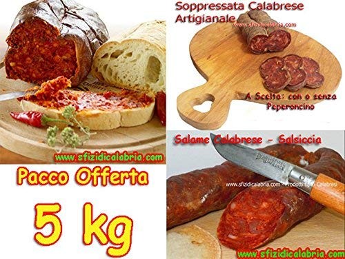Offerta 5kg di Salumi: 1kg nduja, 2kg salsiccia 2kg soppressata dalla Calabria