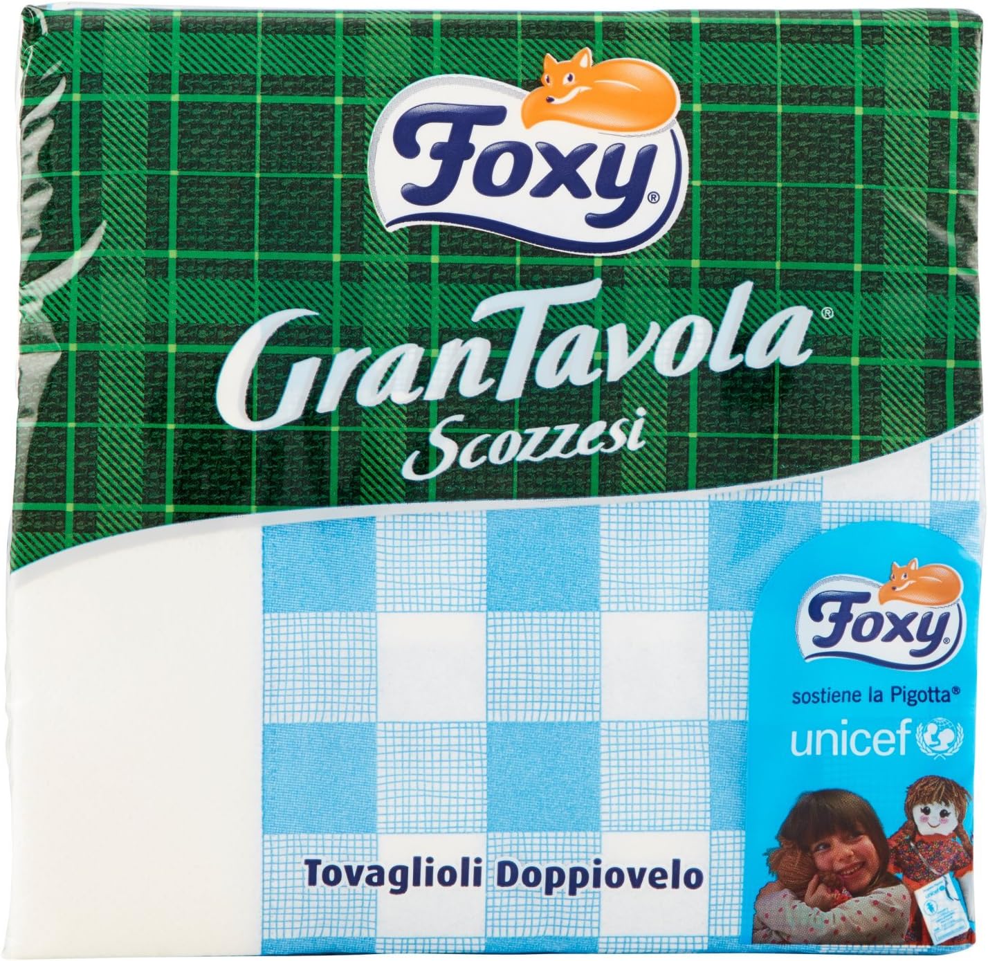 Foxy - Tovaglioli Doppiovelo, GranTavola Scozzesi - 9 confezioni da 43 pezzi [387 pezzi]