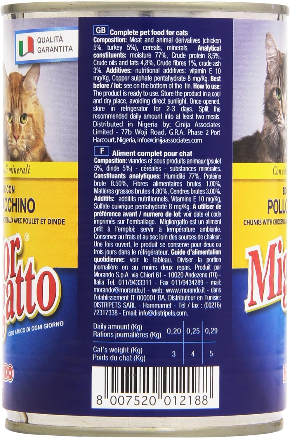 MigliorGatto Bocconcini pollo/tacchino, 405 Grammi