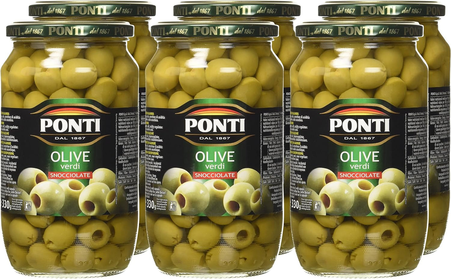 Ponti Olive Verdi Snocciolate, T6 - 6 Vasi da 670 gr