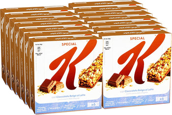 14X Kellogg's Special - Barrette di Cereali con Frumento 100% Integrale al Cioccolato Belga a Latte, 120g [Scatola con 14 Confezioni]