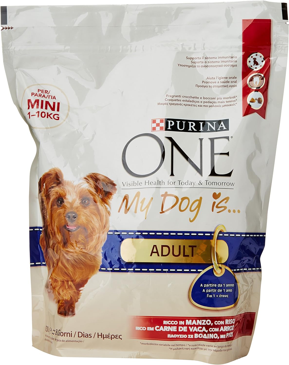 Purina One Mini <10kg Adult Crocchette Cani con Manzo e Riso 800 g