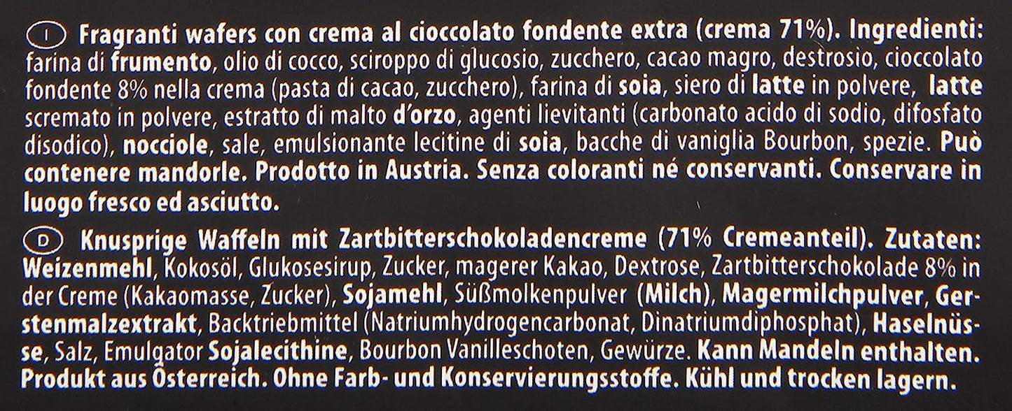 Loacker Fragranti Wafers con Crema al Cioccolato Fondente Extra, 150g