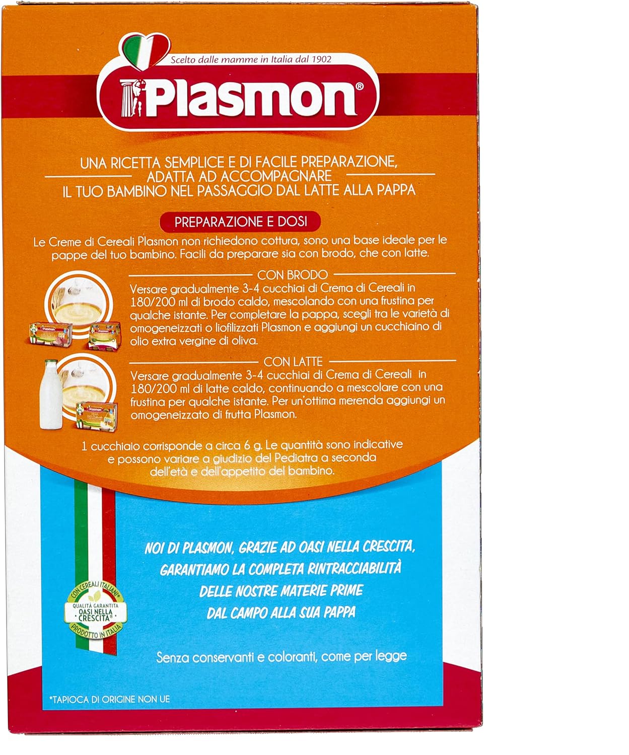 Plasmon Crema di Cereali Riso, Mais, Tapioca - 230 g, 6 Confezioni