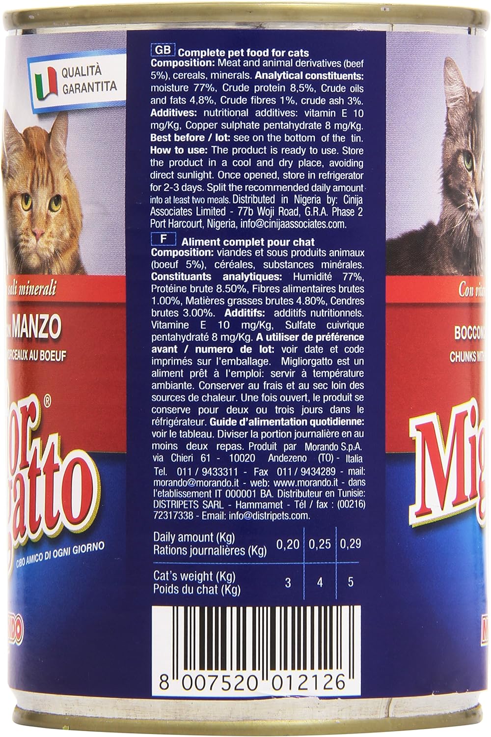 Migliorgatto - Bocconcini con Manzo, con Vitamine e Sali Minerali - 24 pezzi da 405 g [9720 g]