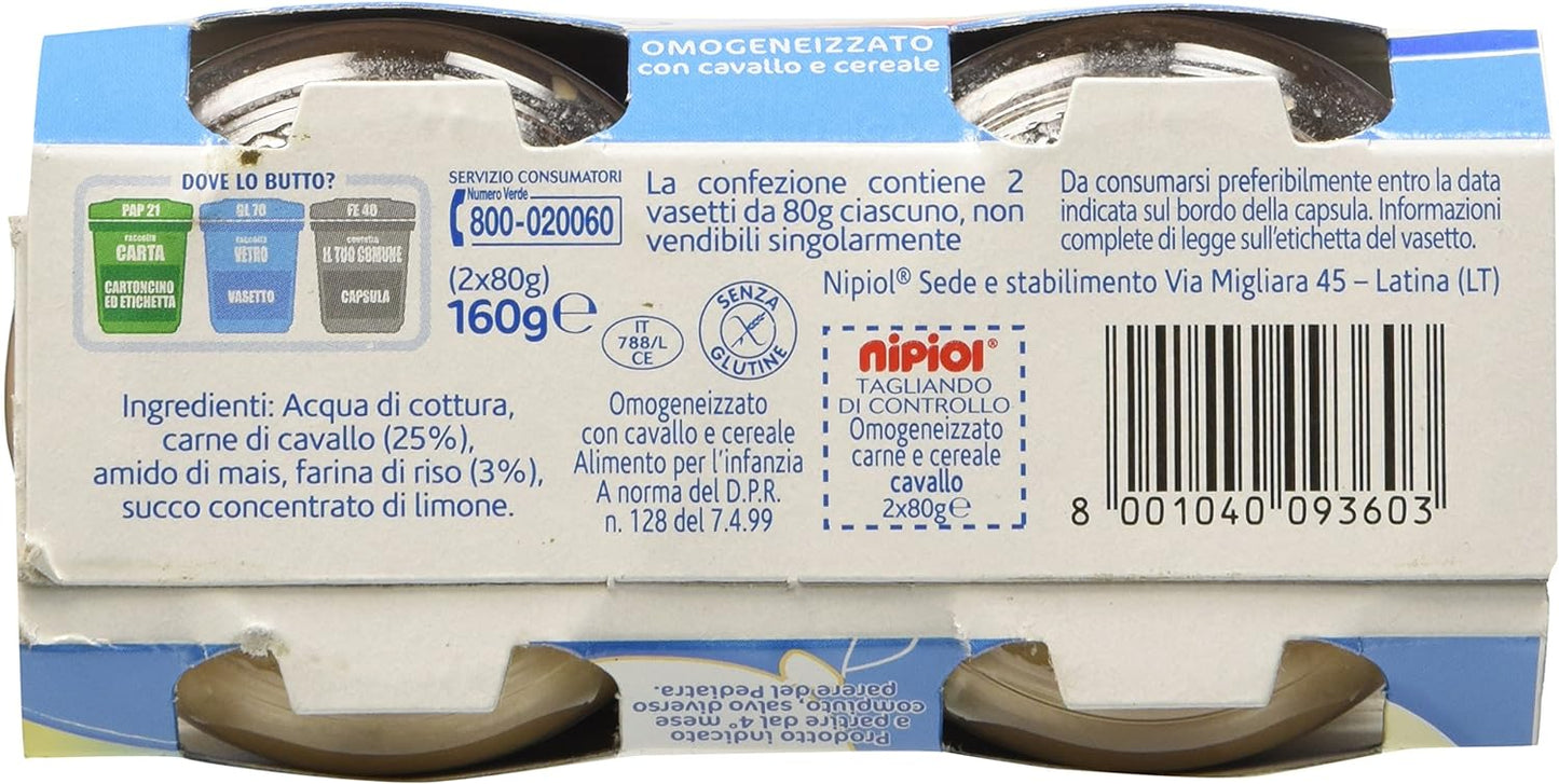Nipiol Omogeneizzato Cavallo, 80 g, Confezione da 24