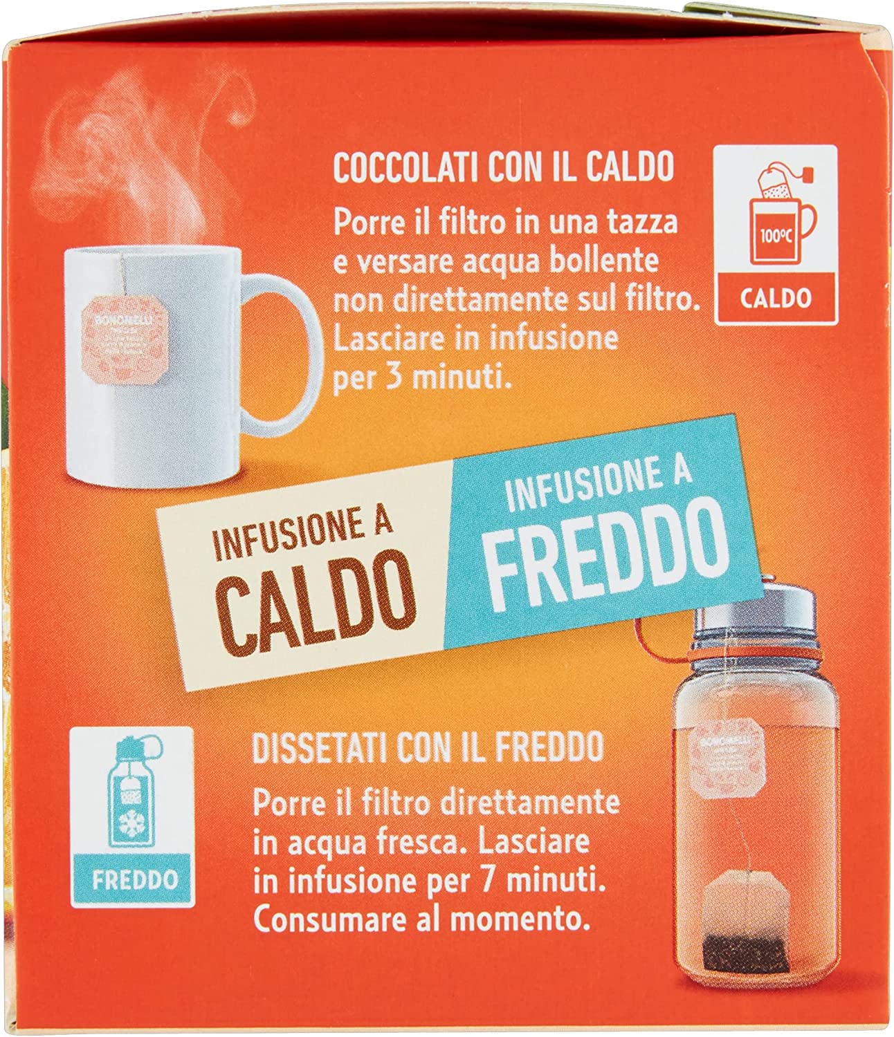 Bonomelli Infusi Fruttosi, Papaya e Arancia, Confezione da 12 Filtri, Gusto Esotico e Fresco, Infusione a Caldo e a Freddo, Ingredienti 100% Naturali