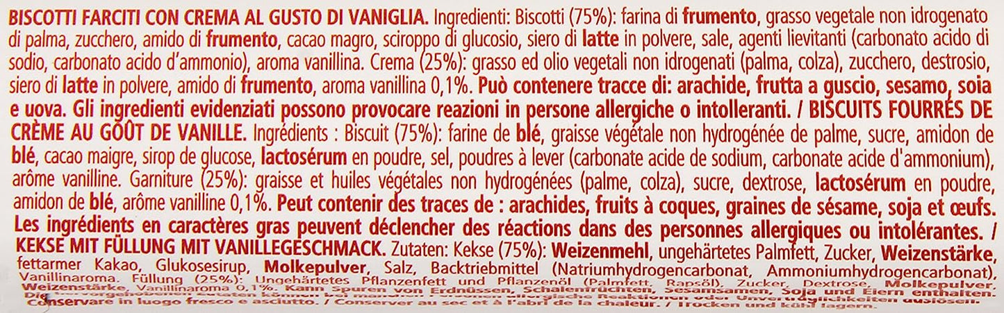 Pavesi Ringo Biscotti Farciti con Crema al Gusto Vaniglia, Snack per Merenda o Pausa Studio, senza Olio di Palma - Formato Tubo, 12 Pezzi da 165 g (1980 g)