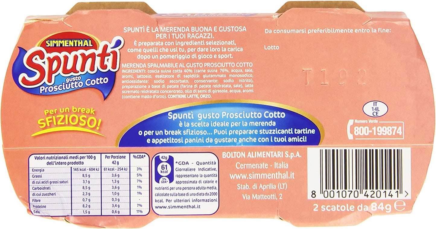 Simmenthal - Spunti', Gusto Prosciutto Cotto - 2 confezioni da 2 pezzi da 84 g [4 pezzi, 336 g]