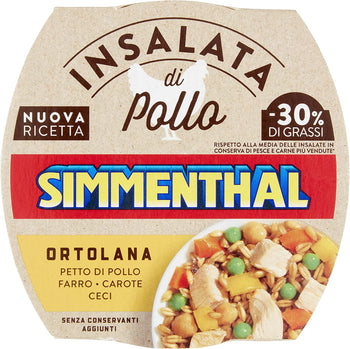 Simmenthal Ortolana, Insalata di Petto di Pollo con Farro, Ceci, Carote e Piselli, 1 Lattina da 160 gr