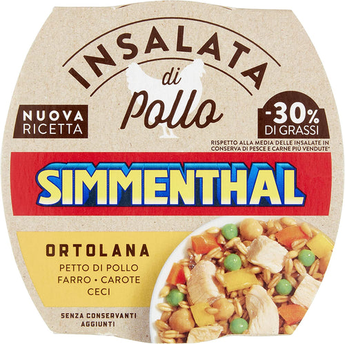 Simmenthal Ortolana, Insalata di Petto di Pollo con Farro, Ceci, Carote e Piselli, 1 Lattina da 160 gr