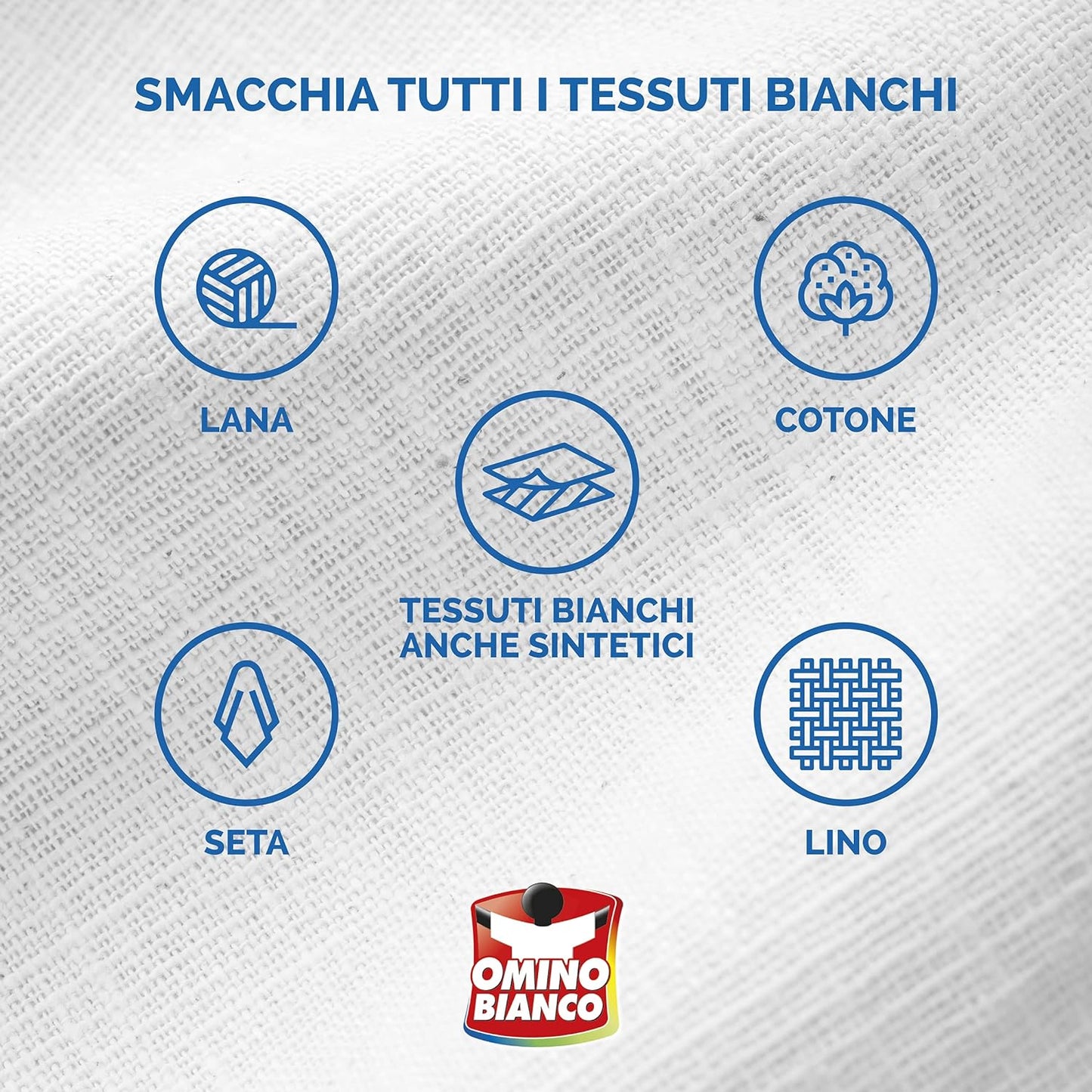 Omino Bianco - Sbianca Lana, in Polvere, per Capi Bianchi con Formula Sbianca e Smacchia, in Polvere 5 Buste x 100g, 1 Confezione