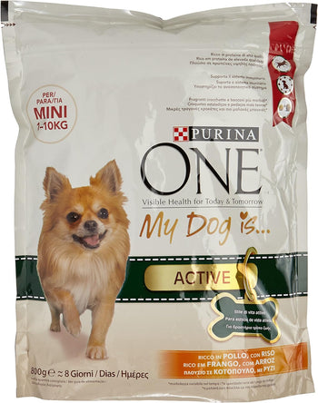 Purina One Mini <10kg Active Crocchette per Cani con Pollo e Riso 800 g