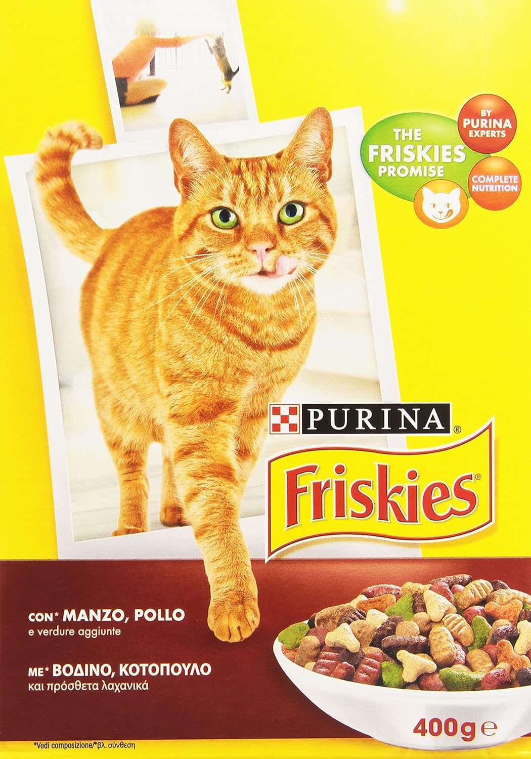 Purina Friskies Crocchette Gatti Adulti con Manzo, Pollo e Verdure, 400 g, L'imballaggio può variare