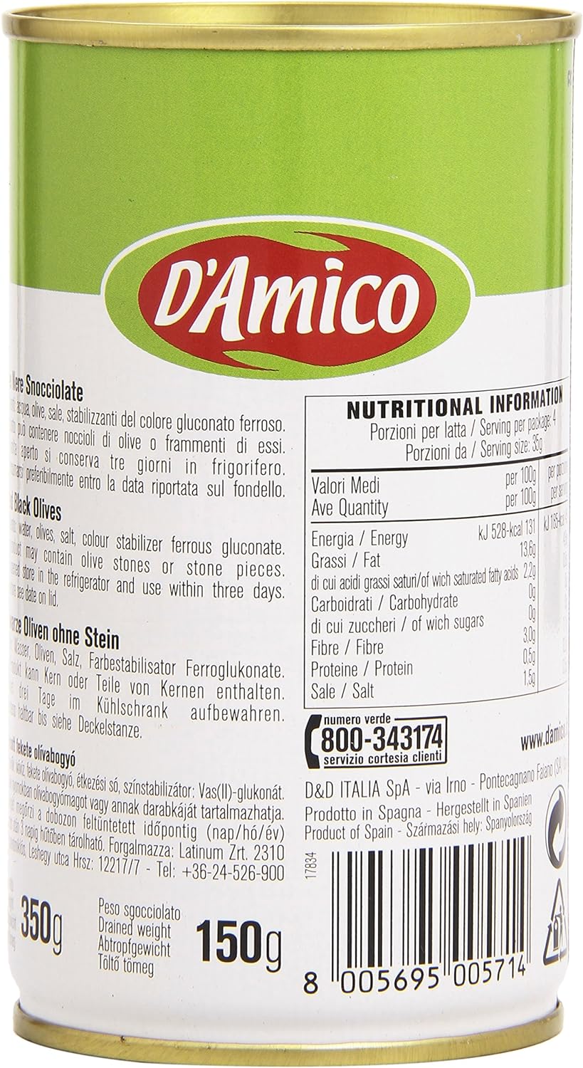 D'Amico - Olive Nere Snocciolate - 350 g