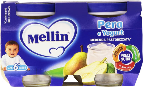 Mellin - Merenda Pastorizzata, Pera & Yogurt, 2 x 120 g - 240 g - [confezione da 12]