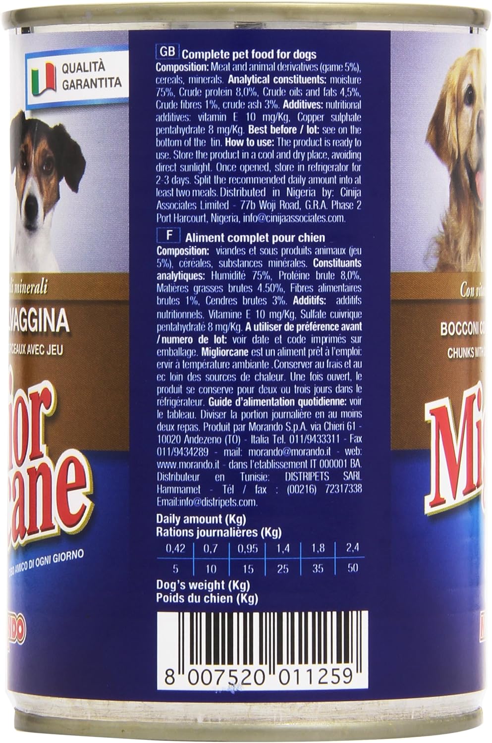 Migliorcane Alimento per Cani Bocconi con Selvaggina - 405 gr