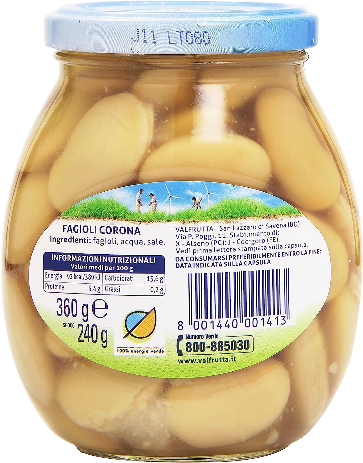 Valfrutta Fagioli Corona, 360g