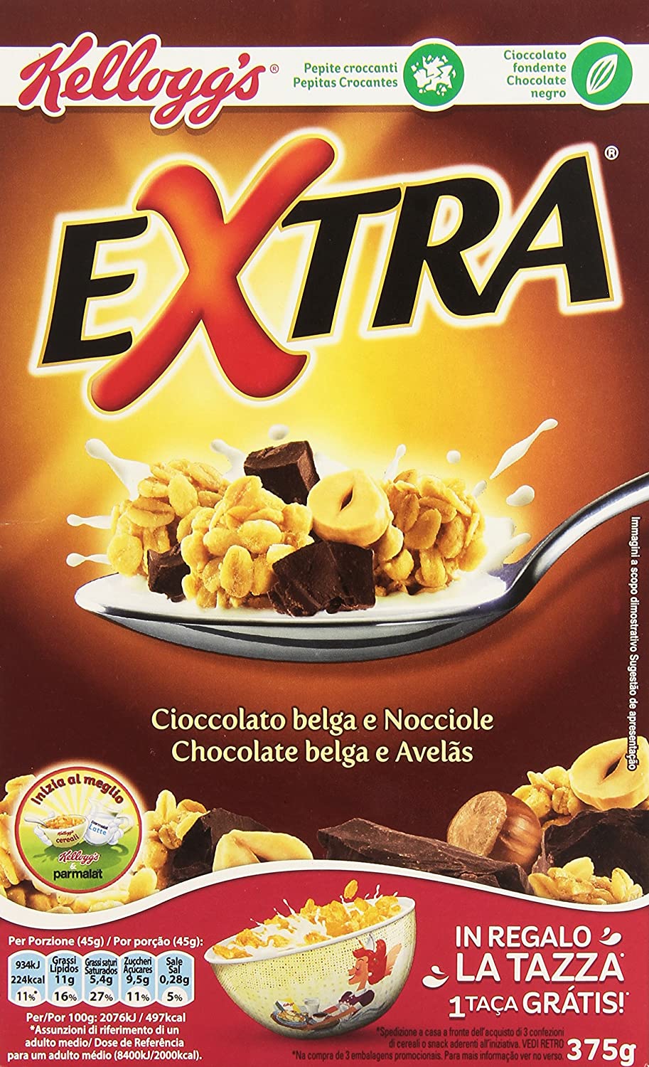 Kellogg's - Extra, Cioccolato Belga e Nocciole, 375 g