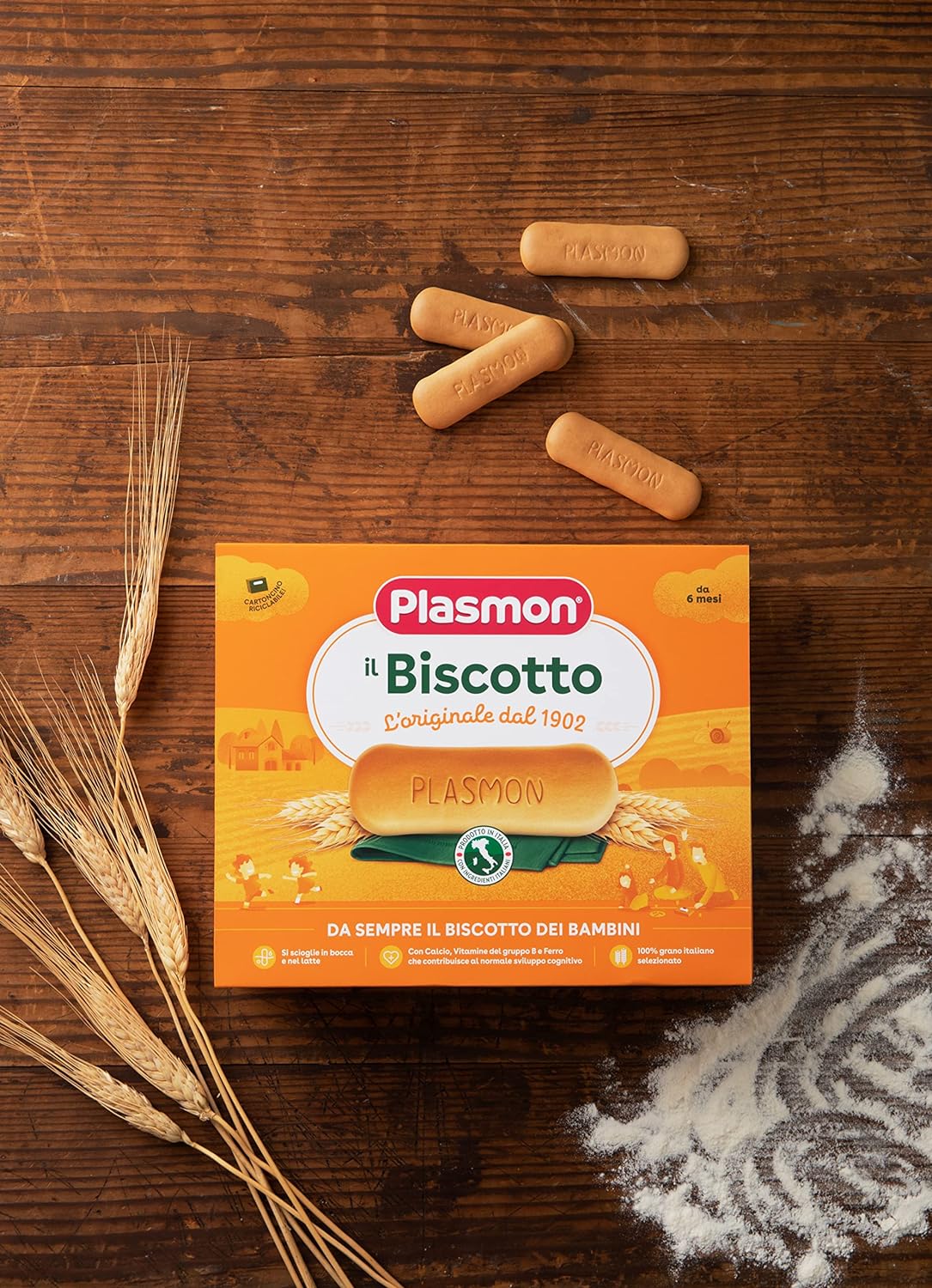 Plasmon il Biscotto,100% grano italiano selezionato, si scioglie in bocca e nel latte, Confezione da 6 x 720g