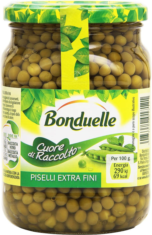 Bonduelle - Piselli, Cuore di Raccolto, Extra fini - 3 vasetti da 530 g (375 g quantità  sgocciolata) [1590 g (1125 g quantità sgocciolata]