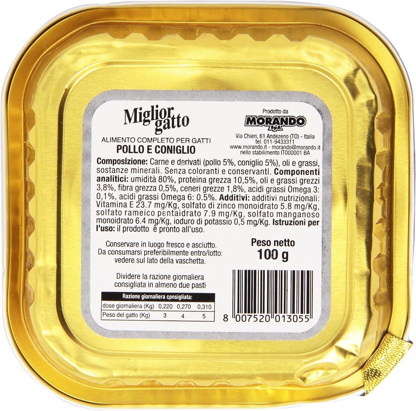 Miglior Gatto - Alimento Completo Per Gatti Adulti, Con Pollo E Coniglio - 32 pezzi da 100 g [3200 g]