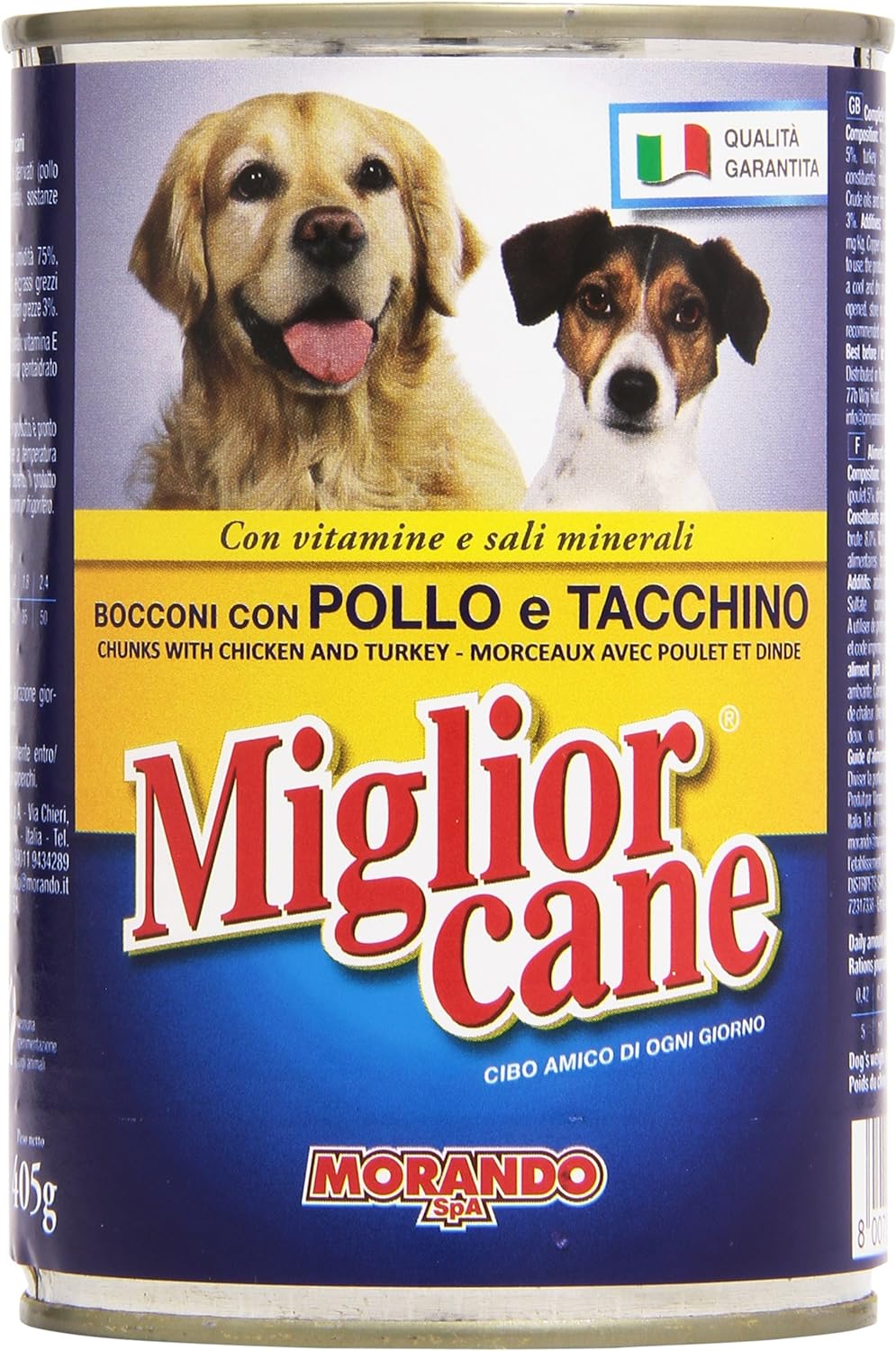 Migliorcane - Alimento Completo per Cani, Bocconi con Pollo e Tacchino - 12 latte da 405 g [4860 g]